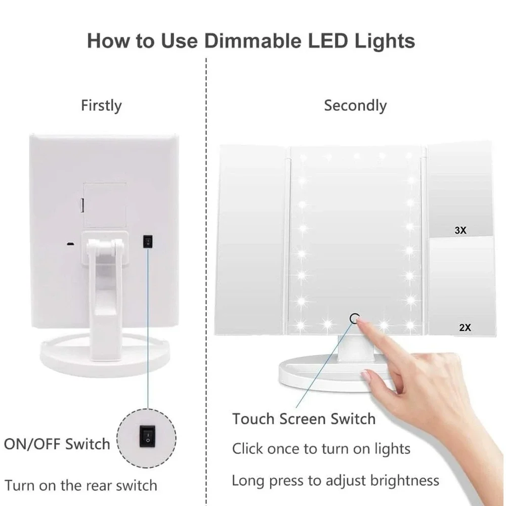 WEILY - Makeup Mirror (21 LED Lights) - Tri-Fold‎ Vanity
